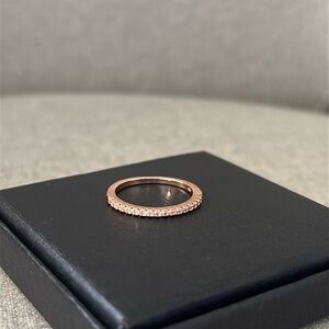 Rose gold toned 925 stacking ring with cubic zirconia size 9